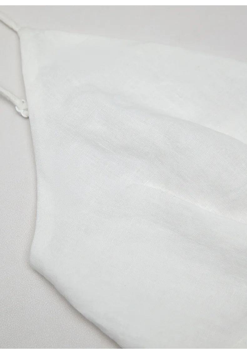 Linen V-Neck Spaghetti Strap Cropped Vest