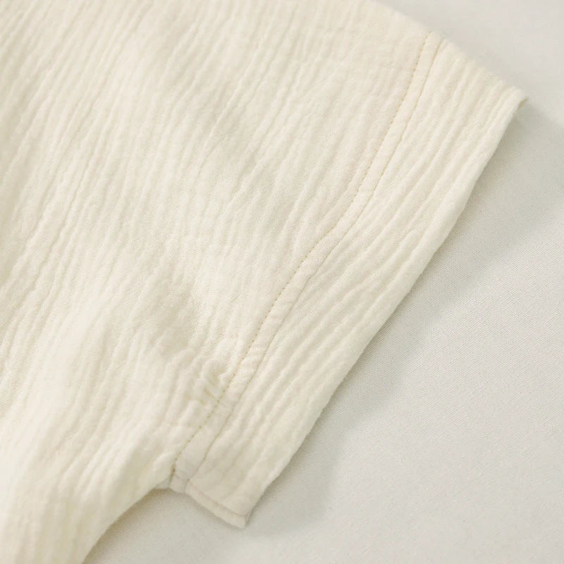Loose-Fit V-Neck Cotton Gauze T-Shirt
